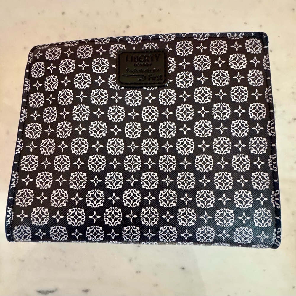Liberty of London Black and White Patterned Zippered Pouch/Amenity Bag